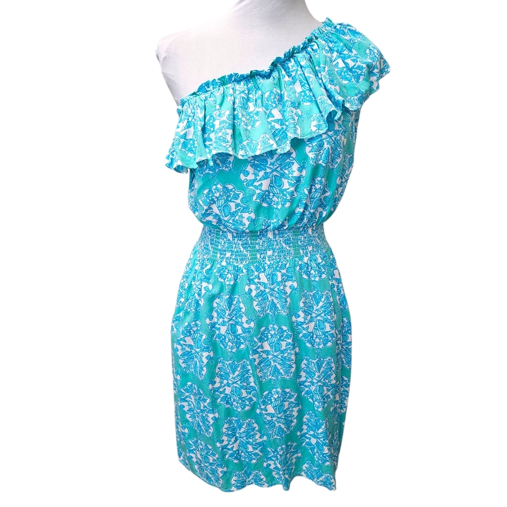 LILLY PULITZER Sz XS Jessy One Shoulder Dress Hey Sailor